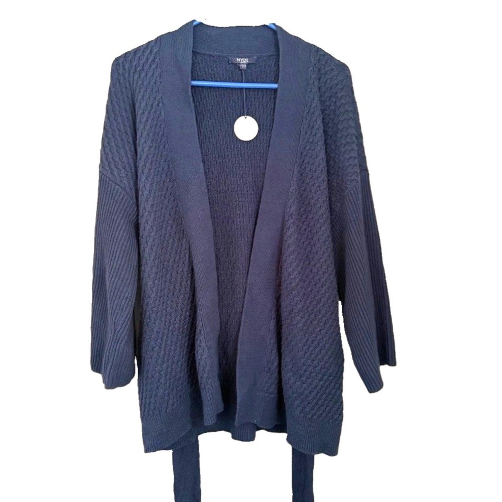 NYDJ Cotton Blend Cardigan Sweater S/M NWT Belt Layering Oversized Relaxed Cozy